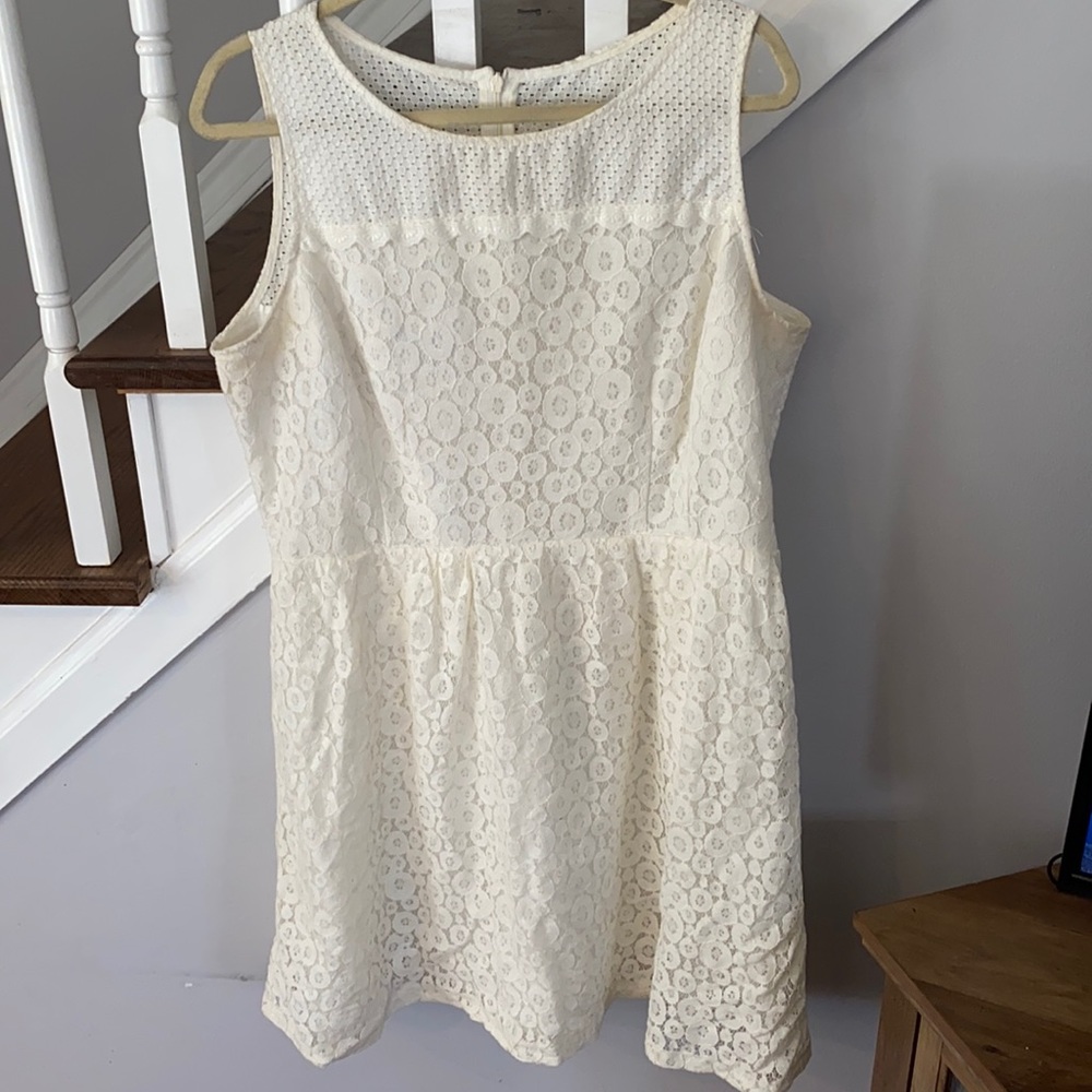 White eyelet sleeveless dress